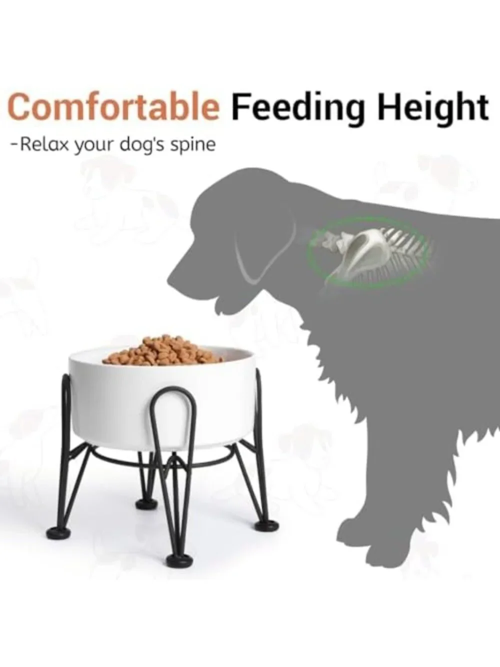 Elevated Ceramic Dog Bowls Set - Anti-Slip Metal Stand, 2 Pack for Small/Medium